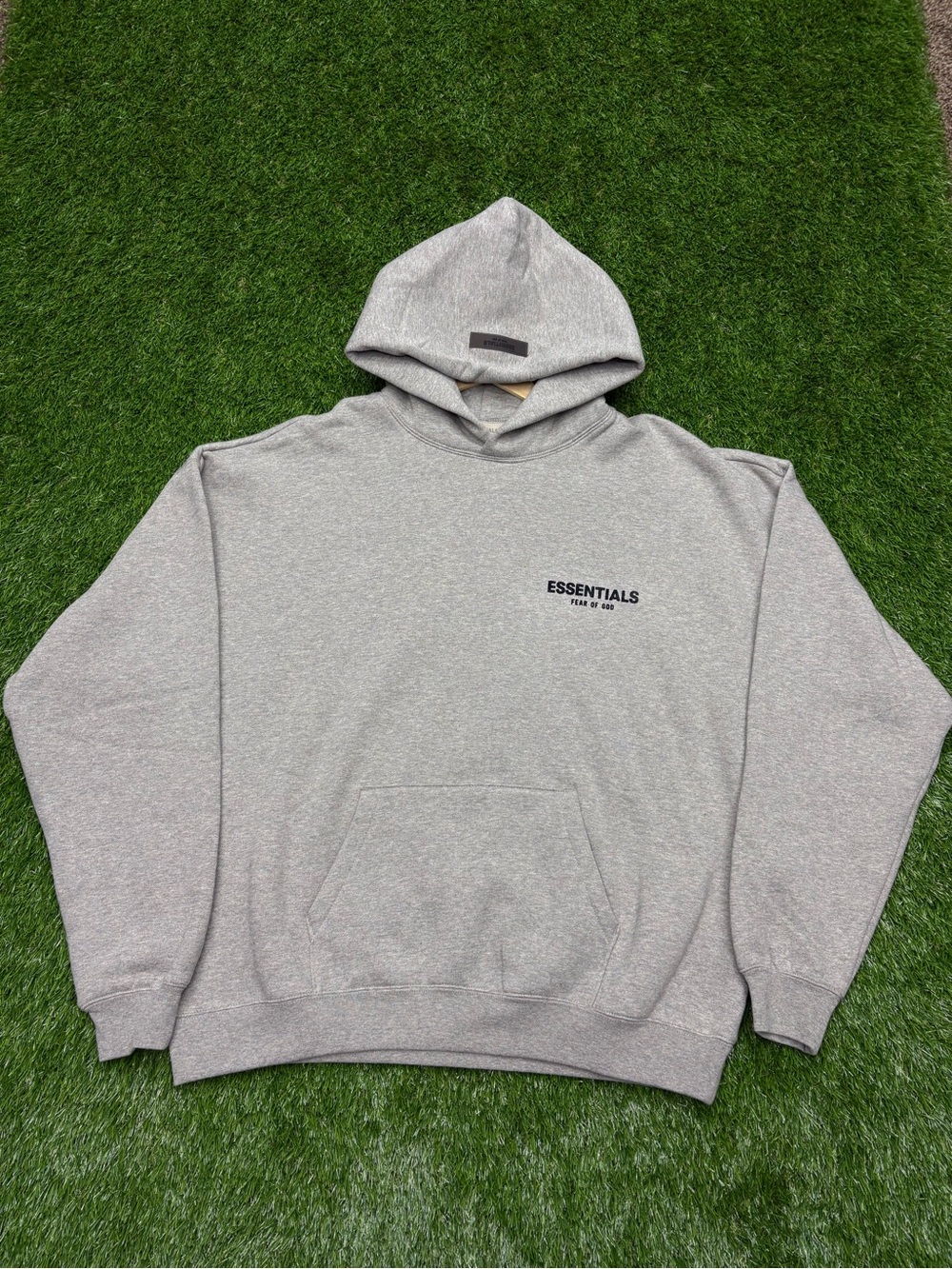 Essentials Light Gray Pullover Hoodie with Minimal Logo